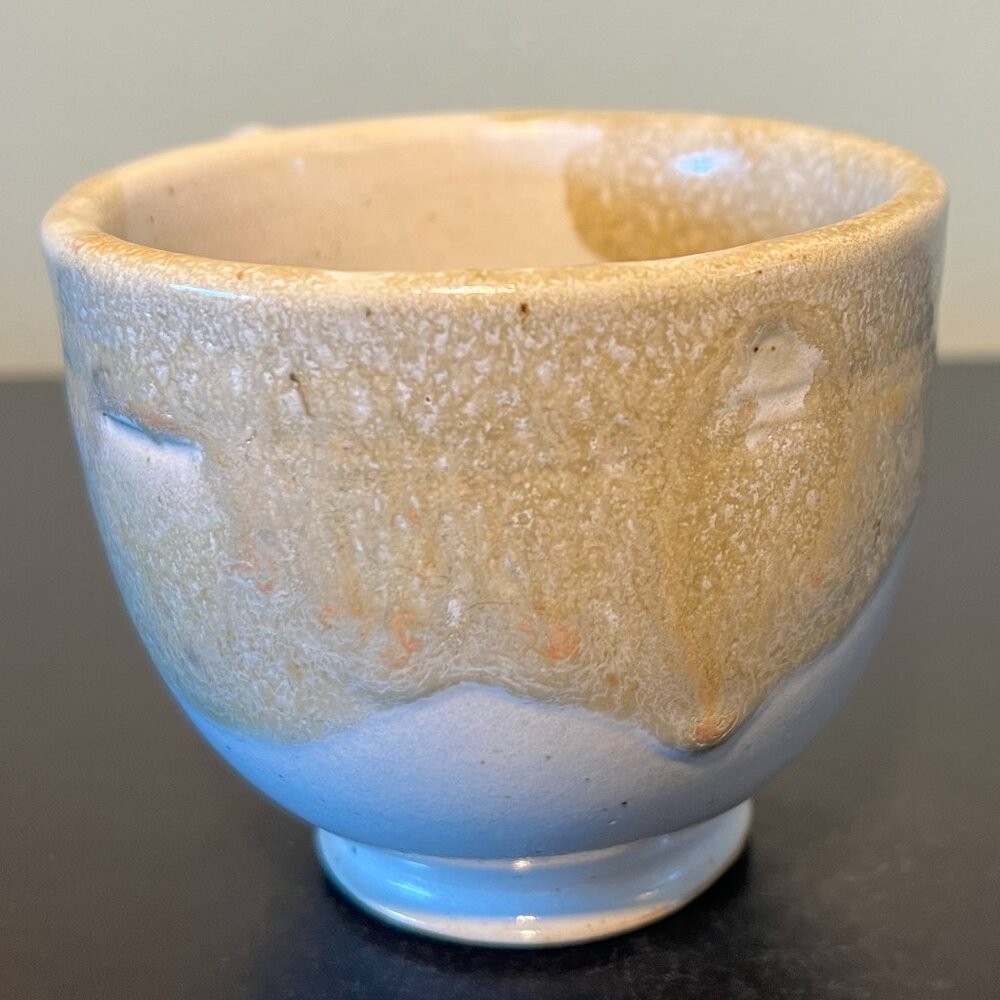 Handcrafted Beige Speckled Drip Glazed Earth Tone Studio Art Pottery Cup Mug - Picture 3 of 12
